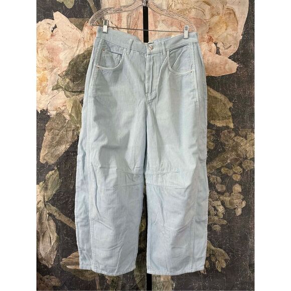 Free People We The Free Good Luck Mid-Rise Cord Barrel Jeans Size 30 - Picture 1 of 5